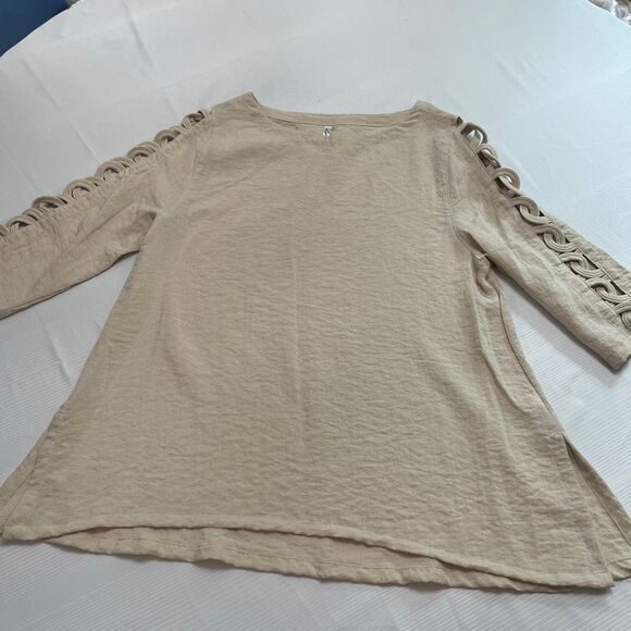Lulu B Tan Cutout Rayon Gauze Tunic Top Women's Large - Picture 1 of 10